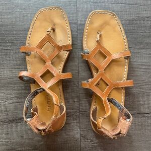 Luxury Rebel Tan Leather Strappy Sandals